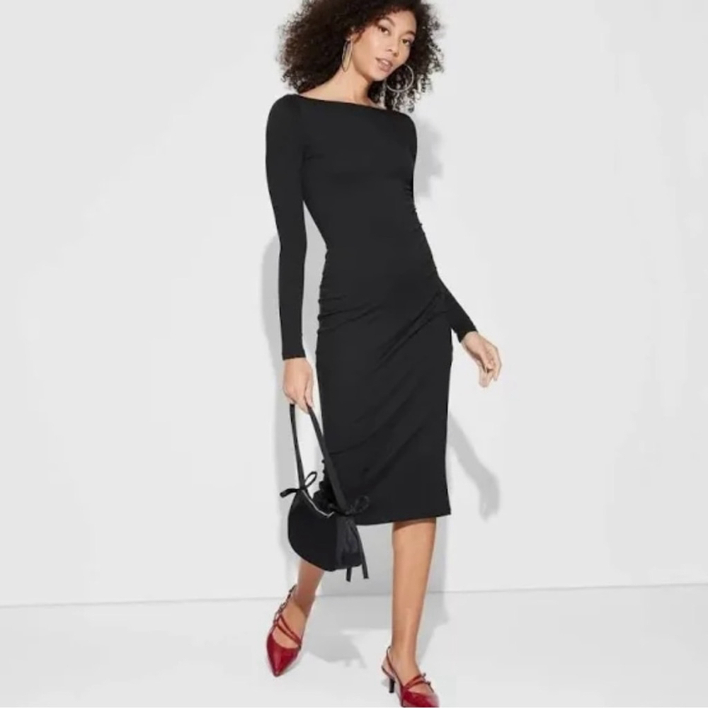 NWT Black Long Sleeve Midi Dress
